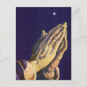  handen die bidden met de ster van Bethlehem Briefkaart