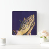 handen die bidden met de ster van Bethlehem Vierkante Klok (Huis)