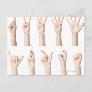 Handen die de Chinese manier van tellen tonen Briefkaart