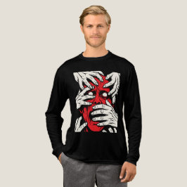 Handen die gezicht bedekken Horror Rode Demon Kuns Tri-Blend Shirt