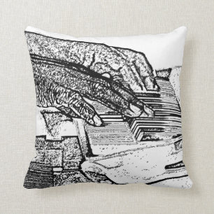 Handen die piano bw schetsen muziekontwerp kussen
