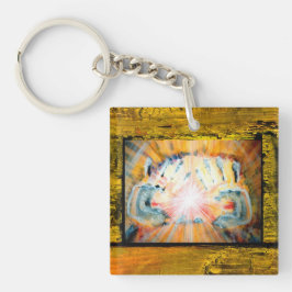 Handen en kruis van bescherming sleutelhanger