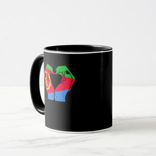 Handen hart met Eritrese vlag Mok (Voorkant links)