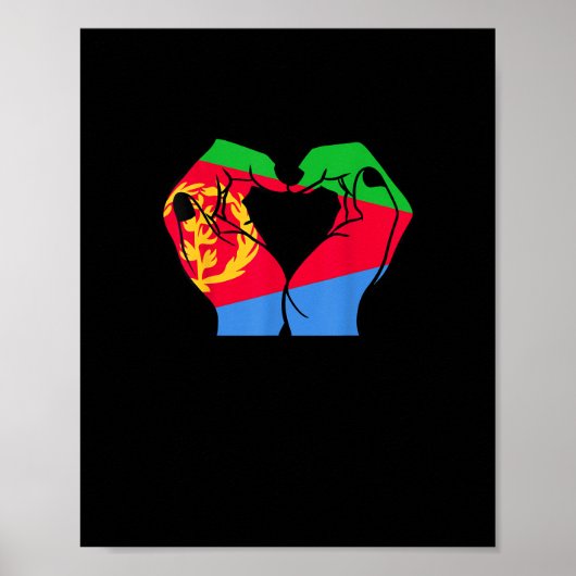 Handen hart met Eritrese vlag Poster (Voorkant)