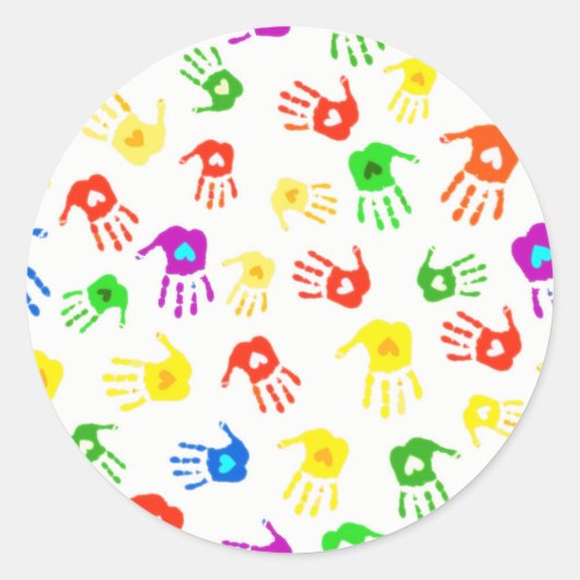 Handen helpen! ronde sticker (Voorkant)