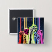 Handen in de lucht met ringen - Kleur Vierkante Button 5,1 Cm (Voorkant /achterkant)