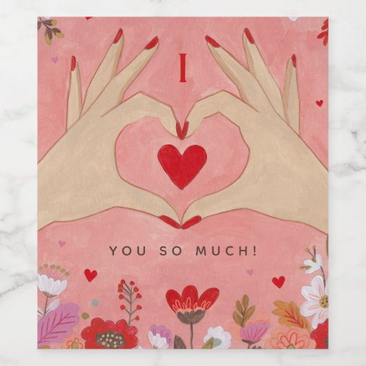 Handen In Liefde Teken Valentijn Wijn Etiket (Enkel label)