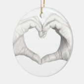 Handen in vorm van een hart keramisch ornament (Links)