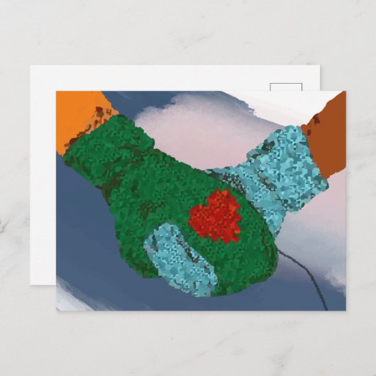 Handen koppelen, kunstafdrukken maken, valentijn g briefkaart (Voorkant / Achterkant)