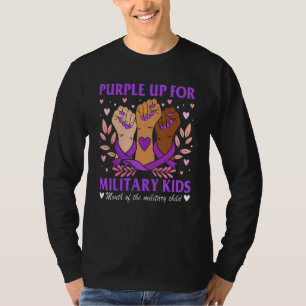 Handen Lint Paarse Omhoog Voor Militaire Kinder Mi T-shirt