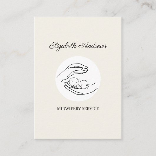 Handen met een Baby - Line Art Illustration Visitekaartje (Voorkant)