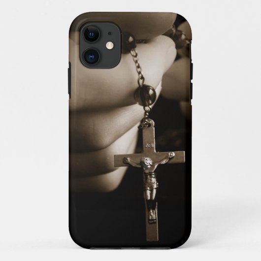 Handen met Rosary in Sepia Case-Mate iPhone Case (Achterkant)