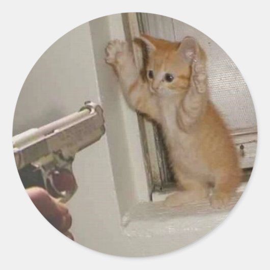 Handen omhoog! ronde sticker (Voorkant)