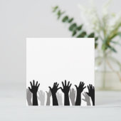 Handen omhoog silhouet, hand omhoog, protest bedankkaart (Staand voorkant)