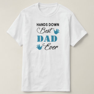 Handen omlaag Beste pap ooit Blauwgroen handdruk T T-shirt