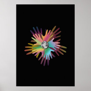 Handen over de hele wereld poster