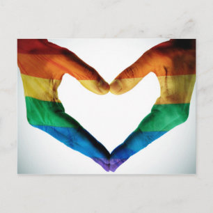 Handen schilderd als regenbooghart briefkaart