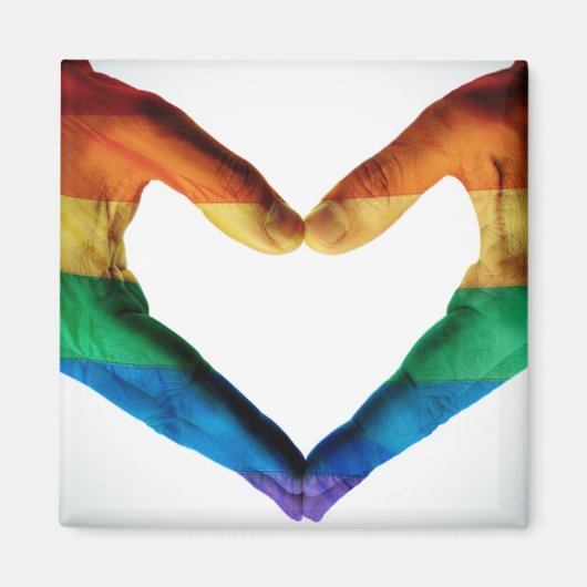 Handen schilderd als regenbooghart magneet (Voorkant)