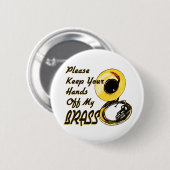 Handen uit Brass/Tuba Ronde Button 5,7 Cm (Voorkant /achterkant)