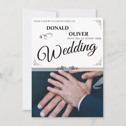 Handen van een Gay Bruiloft Paar met Ringen (Voorkant)