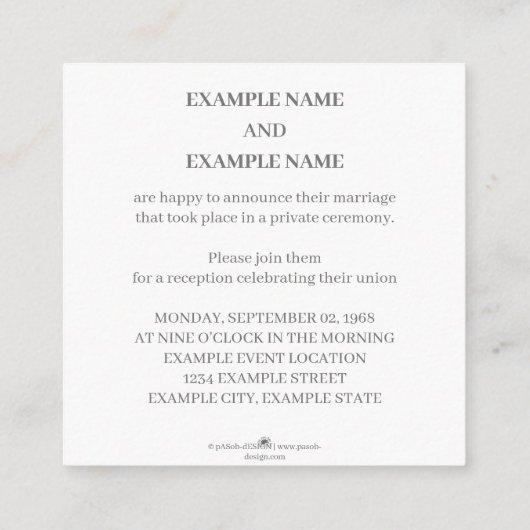 Handen van een gekleurd bruiloft paar met ring informatiekaartje (Achterkant)