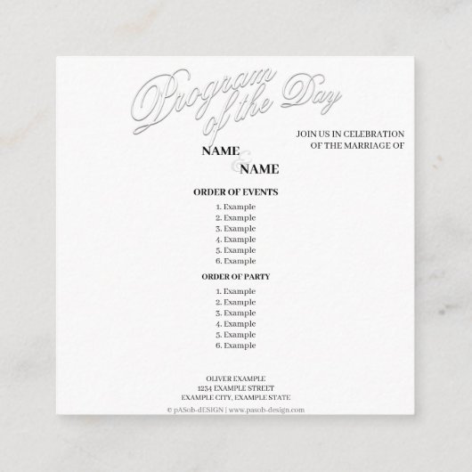 Handen van een gekleurd bruiloft paar met ring informatiekaartje (Achterkant)