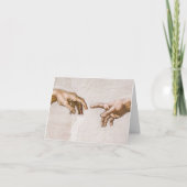 Handen van God de vader en Adam van Michelangelo Bedankkaart (Voorkant)