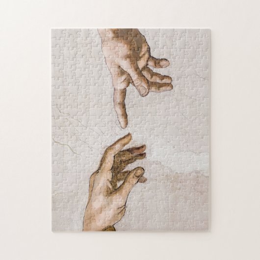 Handen van God de vader en Adam van Michelangelo Legpuzzel (Verticaal)