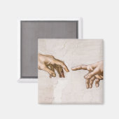 Handen van God de vader en Adam van Michelangelo Magneet (Voorkant / Achterkant)
