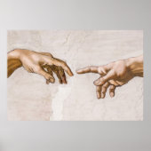 Handen van God de vader en Adam van Michelangelo Poster (Voorkant)