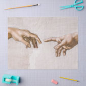 Handen van God de vader en Adam van Michelangelo Tissuepapier (Craft)