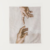 Handen van God de vader en Adam van Michelangelo Wandkleed (Voorkant)