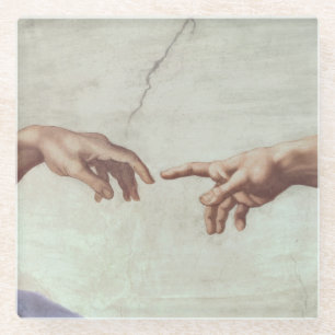 Handen van God en Adam Glazen Onderzetter