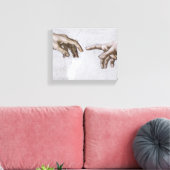 Handen van God en Adam van Michelangelo Canvas Afdruk (Insitu (Woonkamer))