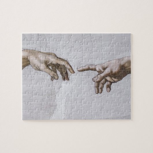 Handen van God en Adam van Michelangelo Legpuzzel (Horizontaal)