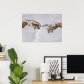 Handen van God en Adam van Michelangelo Poster (Thuiskantoor)
