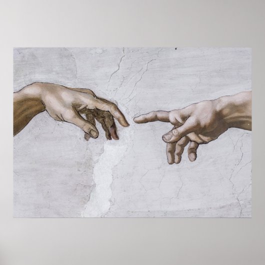 Handen van God en Adam van Michelangelo Poster (Voorkant)