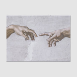 Handen van God en Adam van Michelangelo Tissuepapier
