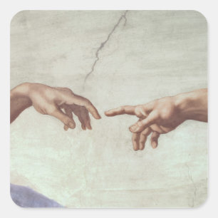 Handen van God en Adam Vierkante Sticker