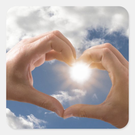Handen van liefde vierkante sticker (Voorkant)