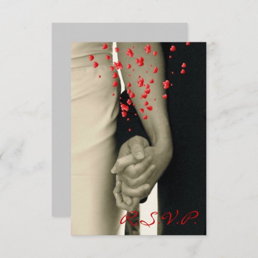 handen vasthouden Balack White bruiloft RSVP respo (Voorkant / Achterkant)