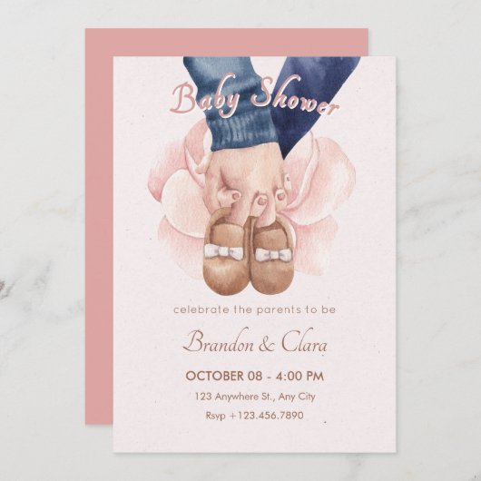 Handen vasthouden met baby schoenen pasgeboren bab kaart (Voorkant / Achterkant)