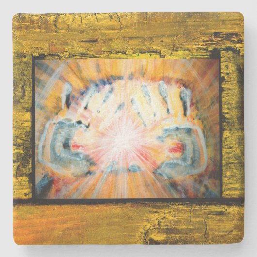 Handen voor heling stenen onderzetter (Voorkant)