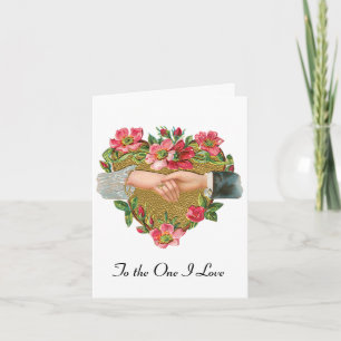 Handen w Bloemen,  Victoriaans Valentijnsdag Feestdagen Kaart