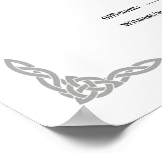 HANDFASTING CERTIFICAAT 16X20 WICCA PAGAN WIT POSTER (Hoek)