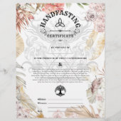 HANDFASTING CERTIFICAAT 8,5 "x 11" BLOEMPAGAN (Voorkant)