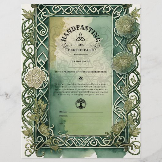 HANDFASTING CERTIFICAAT 8,5" x 11" CELTIC PAGAN (Voorkant)