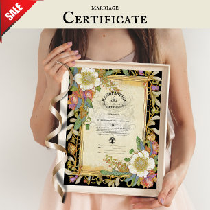 HANDFASTING CERTIFICAAT FLORAL CELTIC WICCA PAGAN POSTER