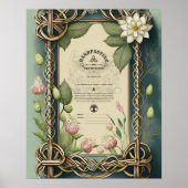 HANDFASTING CERTIFICAAT GROEN CELTISCH WICCA PAGAN POSTER (Voorkant)