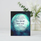 Handfasting Uitnodiging Pagan Wicca Teal Maan Goti (Staand voorkant)